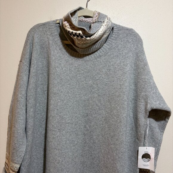 Anthropologie Daily Practice Turtleneck Sweater Dress Removable Collar Fair Isle - Picture 4 of 16